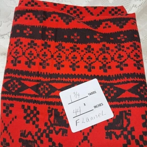 Red Black Nordic Flannel Fabric 1 3/4 Yards x 44 Inches Sewing Material - Picture 1 of 2