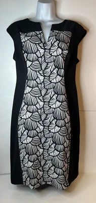 Vestido vaquero Connected Apparel negro/blanco sin mangas hasta la rodilla 10 Petite Foto 1 de 4