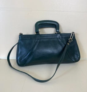 Bolso de Mano de Cuero Eros Vintage Verde Oscuro Bolso de Hombro Asa Superior Años 60 70 Mod - Imagen 1 de 9