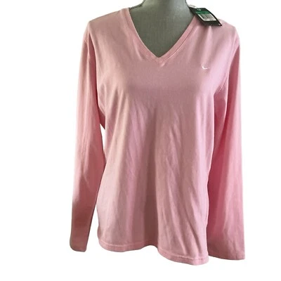 Nike Training V-Neck Long Sleeve Pink Shirt Top Women’s XL - Image 1 of 4