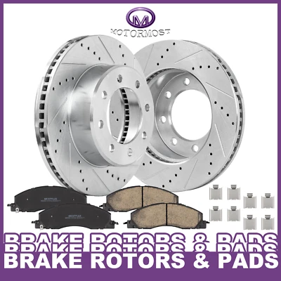 Front Drilled Slotted Rotors Ceramic Brake Pads For Dodge Ram 2500 3500 S-53057 - Image 1 of 4