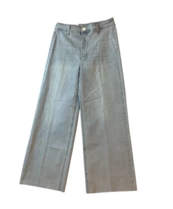 NWT OAT New York High Waist Wide Leg Raw Hem Light Wash Jeans Size 2 /26 - Picture 1 of 10