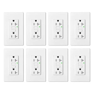 Salida de receptáculo GFCI (GFI) 20 AMPERIOS - TR WR GFCI ETL resistente a la manipulación blanco 8 piezas - Imagen 1 de 12