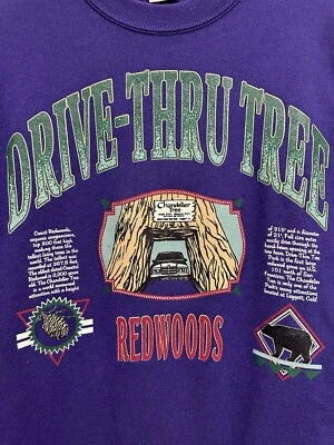 Sudadera De Colección Años 90 Redwoods Drive-Thru Tree Cuello Redondo Mediana 19.5”x26.5” RARA Foto 1 de 4