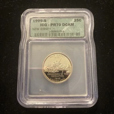 1999-S New Jersey State Clad Proof Quarter ICG PR70DCAM Deep Cameo State Quarter - Image 1 of 4