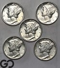 5-Coin Lot, Mercury Dime, All Gem Beauty's, See Pics