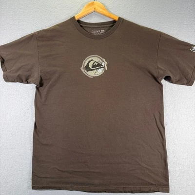 Camiseta De Colección Quiksilver Marrón Surf Patín Gráfico Logo Manga Corta Para Hombre Grande Foto 1 de 4