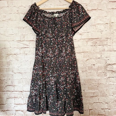 Vestido Max Studio Para Mujer Floral Boho Cintura Caída Talla M Negro Multicolor Foto 1 de 4