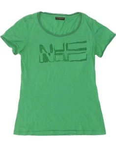 NAPAPIJRI Womens Graphic T-Shirt Top UK 12 Medium Green CC06 - Picture 1 of 4