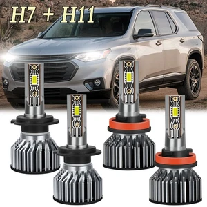 For Chevy Traverse LS LT 2013-2018 H7 H11 LED Headlight Hi/Low Bulbs Xenon White - Picture 1 of 13