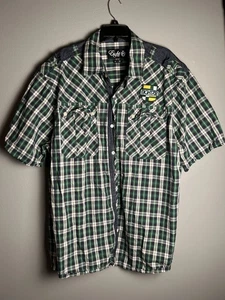Eight 732 Shirt Mens 4XL Green Blue Plaid Short Sleeve Western Casual Snap Front - Picture 1 of 10