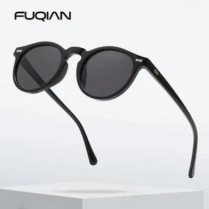 Polarized Round Sunglasses Men Women Literary Frame Driving Eyewear - Picture 1 of 15
