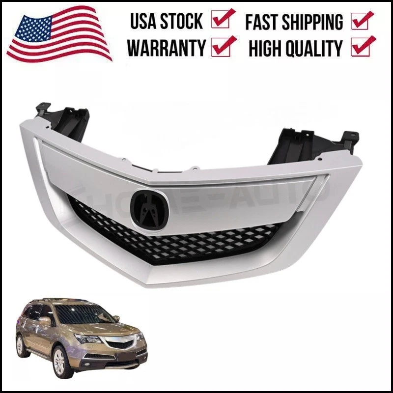 For Acura MDX Silver 2010-2013 75100STXA02 Front Bumper Upper Grille Mesh Grill Foto 1 de 4