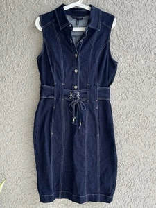Vestido cinturón corsé elástico WHBM para mujer azul denim sin mangas elástico talla 8 - Imagen 1 de 4