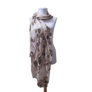 Neu mit Etikett Talbots Seidenmischung braun elfenbein rosa GROSSER Schal Halstuch Stola 82" x 22" - Bild 1 von 3