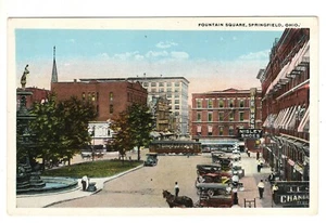 Fountain Square Street Car Springfield Ohio Postcard OH - Picture 1 of 2