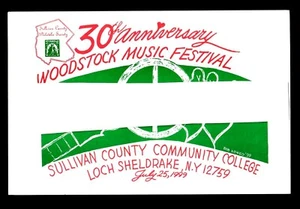 30th Anniversary Woodstock Music Festival Card 1999 Sullivan Co. Loch Sheldrake - Bild 1 von 2