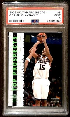 2003-04 UD Top Prospects Rookie Carmelo Anthony #5 PSA 9 ES6 - Image 1 of 2