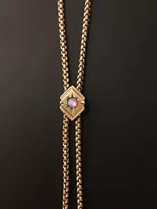 48 Zoll verstellbar. Uhrenkette Lariat Halskette altgold gefüllt mit Opalschieber - Bild 1 von 6
