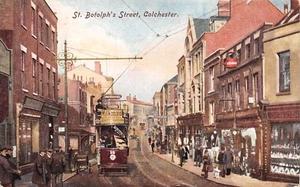 POSTAL COLCHESTER ST BOTOLPH'S ST TRANVÍA TIENDAS ESCENA ANIMADA c 1915 - Imagen 1 de 2