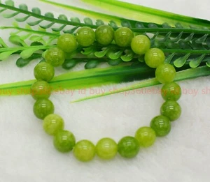 Beautiful Natural 6/8/10mm Green Peridot Gesmtone Round Beads Bracelet 7.5in - Picture 1 of 12