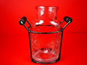 FARMHOUSE FLOWER BOTTLE JAR VASE WITH HOLDER - Picture 1 of 12