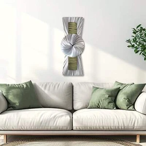 Large Green Silver Wall Clock - Unique Modern Sculpture for Navy Blue Decor - Picture 1 of 10
