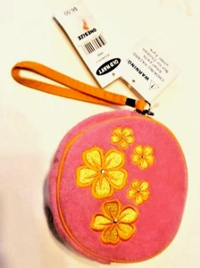 Old Navy 2005 Pink Terry Cloth Wristlet Purse Yellow Hawaiian Flower NWT - Picture 1 of 6