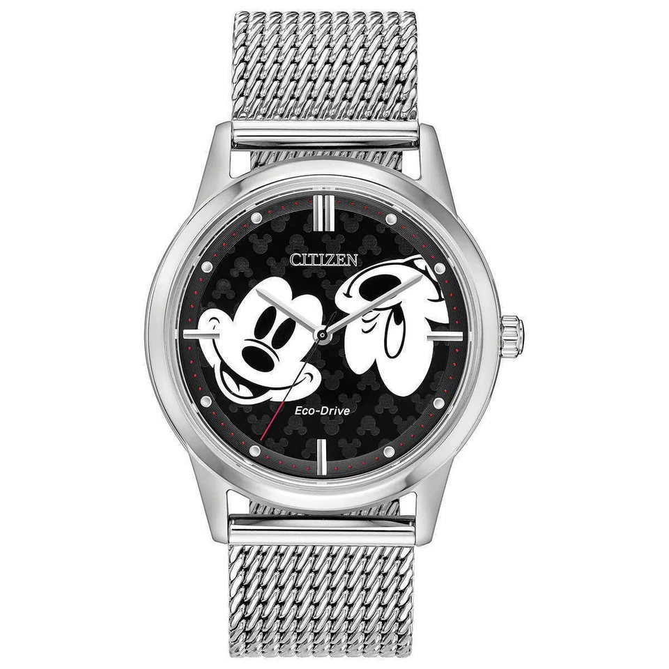 Citizen Eco Drive Mickey Mouse Silver Stainless Steel 40mm Watch Fe7060-56w