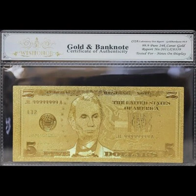 Gold 2009 $5 Five Dollars Banknote Collectible with Bag & Certificate - Image 1 of 2