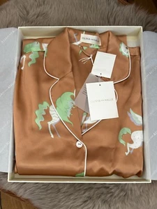 Olivia Von Halle Silk Nightdress Unicorn Print Size S Apricot New In Box - Picture 1 of 23