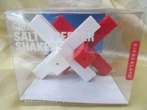 Kikkerland Swiss Flag Red and White Cross Salt & Pepper Shakers Set New Boxed - Picture 1 of 7