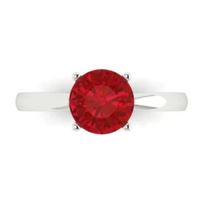 Anillo de promesa de boda de piedra turmalina de corte redondo de 1,50 quilates oro blanco 14 K - Imagen 1 de 11