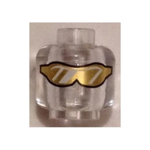 LEGO - Minifig, Head, Gold Sunglasses w/ Reflective Lines Pattern (Invizable) - Picture 1 of 1