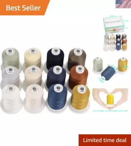 18-Color Mercerized Cotton Thread Set - 600m Spools for Quilting & Embroidery - Picture 1 of 7
