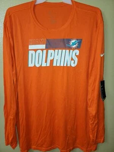 11102 Hombres NFL Ropa MIAMI DOLPHINS Mangas Largas Sobre el Campo Camisa NARANJA - Imagen 1 de 1