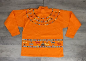 VINTAGE Girls Mock Neck Southwest Long Sleeve Top Shirt Youth Size XL Orange - Picture 1 of 7