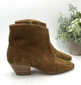 Isabel Marant Dacken Brown Suede Stacked Heel Western Cowboy Boots Sz 37/6.5 - Picture 1 of 18