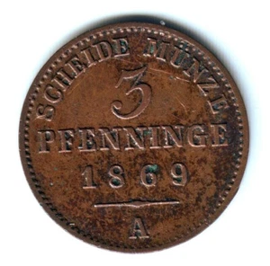 ALEMANIA 3 pfennig 1869 A (120 einen Thaler) PRUSSIA German States - Imagen 1 de 1