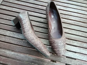 Ara pelle intrecciata décolleté ballerine slipper scarpe marrone 7 taglia 40 larghezza G - Foto 1 di 5