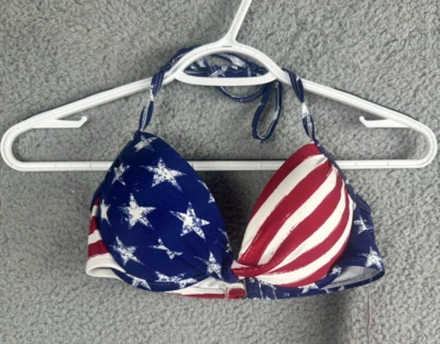 Xhilaration bikini top womens teen small stars stripes patriotic American Flag - Image 1 of 4