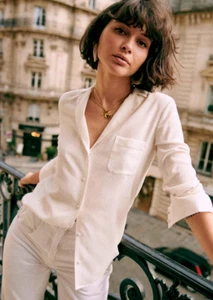 Sezane Women's Chemise Florence Long-Sleeve Shirt, style# S20ISHI0I4E, size 4 - Picture 1 of 11