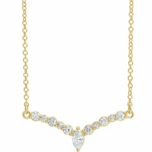 Diamond "V" 18" Necklace In 14K Yellow Gold (1/3 ct. tw.) - Picture 1 of 2