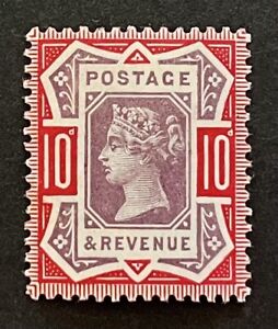 GB QV 1887-1900. 10d Purple & Red. SG210. Light Hinged Mint With Full Gum.