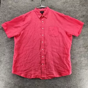 Lands End Shirt Mens XXL Tall 18-18.5 Short Sleeve Linen Pink - Picture 1 of 6