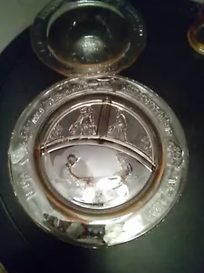 Vintage Pink Glass Nursery Rhyme Children’s 2 PLATES, A CUP.AND A BOWL. EUC - Picture 1 of 4