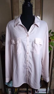 Notations Roll-Tab Long Sleeves Pink, White Striped Women's XL - Picture 1 of 8