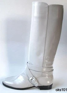 MARC JACOBS piedra cuero gris montando botas altas planas nuevas - Imagen 1 de 4