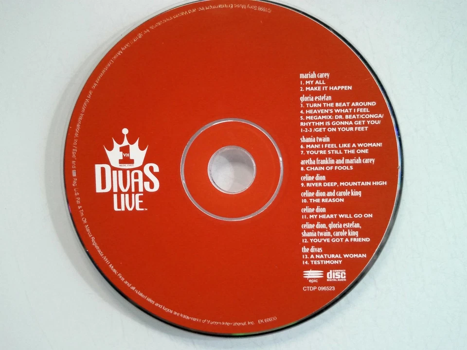 Divas Live CD 1998 VH1 Mariah Carey Celine Dion Gloria Estefan Pop R&B Epic - Image 1 of 1