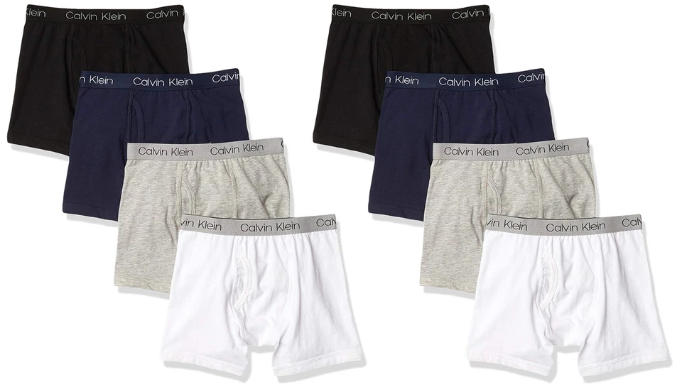 Calvin Klein Niños Calzoncillos Boxer Ropa Interior Paquete de 8, Paquete Básico, Pequeño Foto 1 de 4
